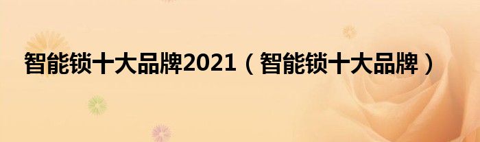 智能锁十大品牌2021（智能锁十大品牌）(图1)